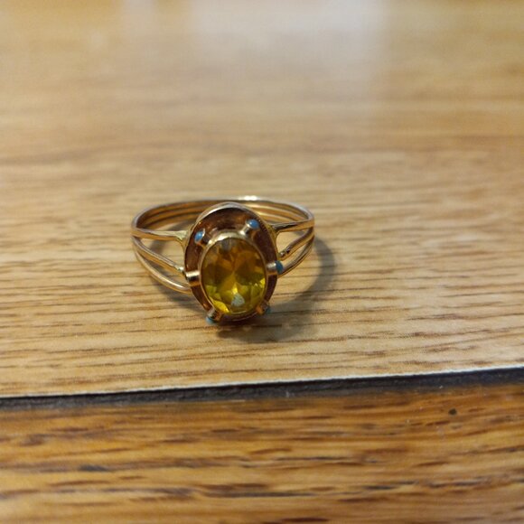 VINTAGE 10K or 14K GOLD RING w GENUINE GEMSTONES CITRINE? - Picture 1 of 7